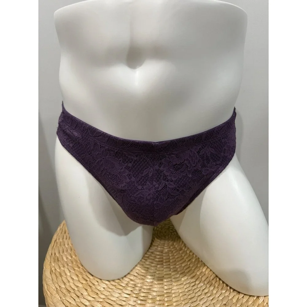 Cosabella Never Say Never Men's Classic G-String‎ Zaadi Purple Lace Thong size L